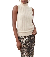 Trina Turk Onassis Ribbed Knit Turtleneck Sleeveless Top