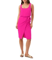 Trina Turk O'Rita Georgette Scoop Neck Sleeveless Tie Waist Wrap Dress