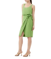 Trina Turk O'Rita Georgette Scoop Neck Sleeveless Tie Waist Wrap Dress