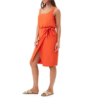 Trina Turk O'Rita Georgette Scoop Neck Sleeveless Tie Waist Wrap Dress