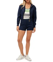Trina Turk Outrun Ponte Collar Long Sleeve Pleated Waist Cropped Jacket