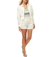 Trina Turk Outrun Ponte Collar Long Sleeve Pleated Waist Cropped Jacket