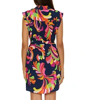Trina Turk Poolside Swirl Texture Woven Button Front Shirt Dress Swim Cover-Up