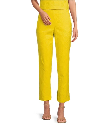 Trina Turk Pop Stretch Linen Blend Flat Front Mid Rise Crop Coordinating Pants