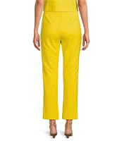 Trina Turk Pop Stretch Linen Blend Flat Front Mid Rise Crop Coordinating Pants