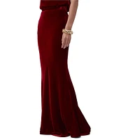 Trina Turk Rabina Velvet Slim Waistband Mermaid Maxi Skirt