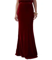 Trina Turk Rabina Velvet Slim Waistband Mermaid Maxi Skirt