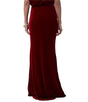 Trina Turk Rabina Velvet Slim Waistband Mermaid Maxi Skirt