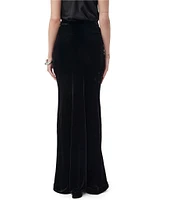 Trina Turk Rabina Velvet Slim Waistband Mermaid Maxi Skirt