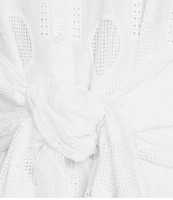 Trina Turk Rally Eyelet Point Collar Sleeveless Tie Front Scallop Dress
