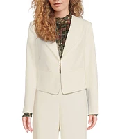 Trina Turk Ren Luxe Drape Suiting Notch Lapel Long Sleeve Cropped Blazer Jacket