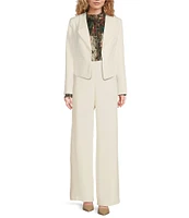 Trina Turk Ren Luxe Drape Suiting Notch Lapel Long Sleeve Cropped Blazer Jacket