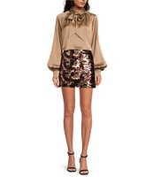 Trina Turk Rico Sequin Geometric Pattern A-Line Mini Skirt