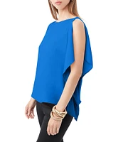 Trina Turk Rina Silky Satin Back Crepe Bateau Short Sleeve Top