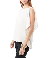 Trina Turk Rina Silky Satin Back Crepe Bateau Short Sleeve Top