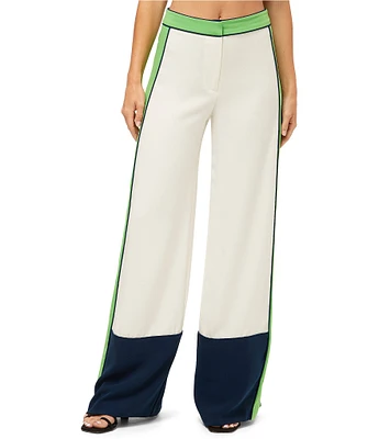 Trina Turk Rivals 2 Color Block Mid Rise Wide Leg Pants