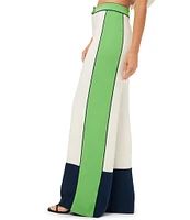 Trina Turk Rivals 2 Color Block Mid Rise Wide Leg Pants