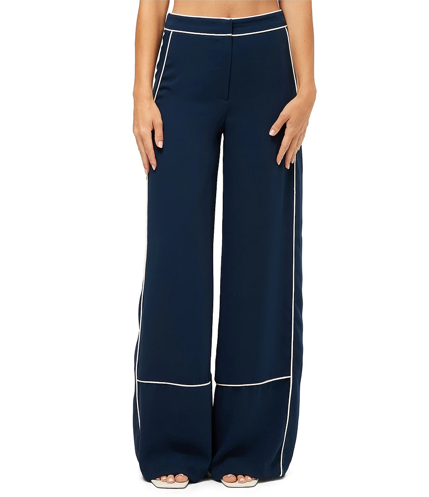 Trina Turk Rivals Mid Rise Wide Leg Pants