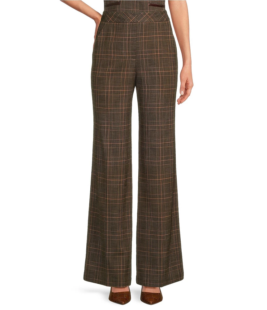 Trina Turk Sadie Woven Plaid Print Wide Leg Flat Front Coordinating Pant