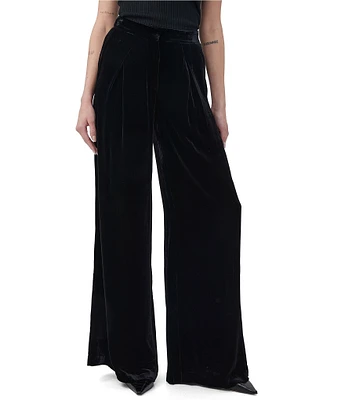 Trina Turk Saige Velvet High Waist Front Pleat Wide Leg Pant