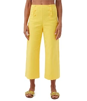 Trina Turk Saltie Stretch Cotton Mid Rise Side Leg Crop Pants