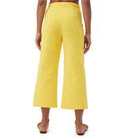 Trina Turk Saltie Stretch Cotton Mid Rise Side Leg Crop Pants