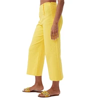 Trina Turk Saltie Stretch Cotton Mid Rise Side Leg Crop Pants