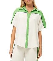 Trina Turk Series 2 Georgette Collar Short Sleeve Button Front Shirt
