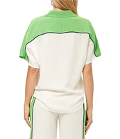 Trina Turk Series 2 Georgette Collar Short Sleeve Button Front Shirt