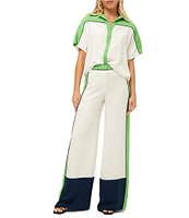 Trina Turk Series 2 Georgette Collar Short Sleeve Button Front Shirt