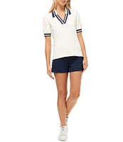 Trina Turk Set Point V-Neck Short Sleeve Top