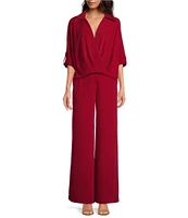 Trina Turk Shashina Double Georgette Flat Front Tie Bow Detail Wide Leg Pant