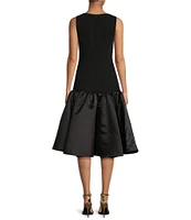 Trina Turk Sina Contrast Duchess Satin Scoop Neck Sleeveless Drop Waist Dress