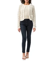 Trina Turk Sinai Geometric Knit Crew Neck Long Sleeve Cardigan