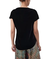 Trina Turk Sintha Velvet Drape Boat Neck Short Sleeve Top