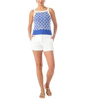 Trina Turk Suez Geometric Knit Square Neck Sleeveless Cami