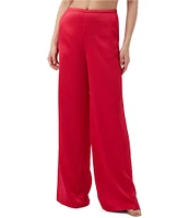 Trina Turk Tavia Satin Mid Rise Side Leg Pants