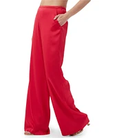 Trina Turk Tavia Satin Mid Rise Side Leg Pants