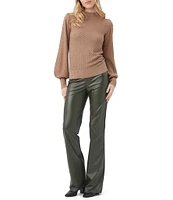 Trina Turk Tom Collins Ribbed Knit Mock Neck Long Sleeve Sweater