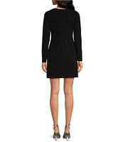 Trina Turk Valentine Crepe Knit Round Neck Long Sleeve Sheath Mini Dress