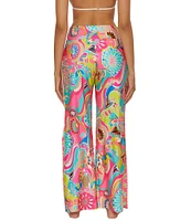 Trina Turk Venus Abstract Border Print Side Slit Swim Cover-Up Pants