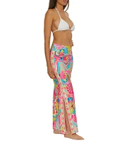 Trina Turk Venus Abstract Border Print Side Slit Swim Cover-Up Pants