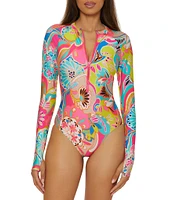 Trina Turk Venus Abstract High Neck Paddle One Piece Swimsuit