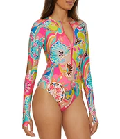 Trina Turk Venus Abstract High Neck Paddle One Piece Swimsuit
