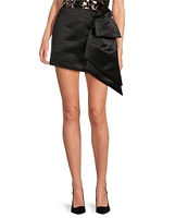 Trina Turk Vinka Duchess Satin Folded Bow Mini Skirt