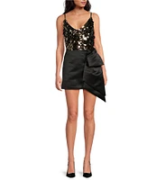 Trina Turk Vinka Duchess Satin Folded Bow Mini Skirt