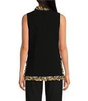 Trina Turk Wonderous 2 Beaded Mock Neck Sleeveless Top