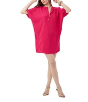 Trina Turk Zariah Round Zip Neck Short Dolman Sleeve Wedge Dress