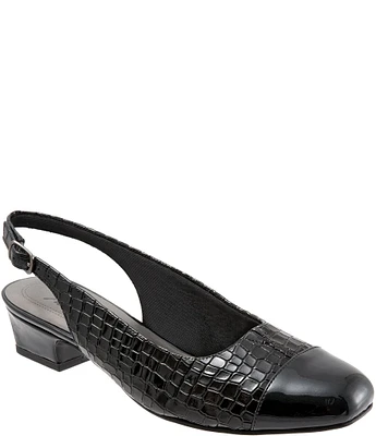 Trotters Dea Crocodile Leather Slingback Pumps