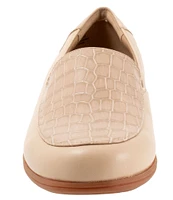 Trotters Deanna Leather Crocodile Embossed Accent Slip-On Loafers